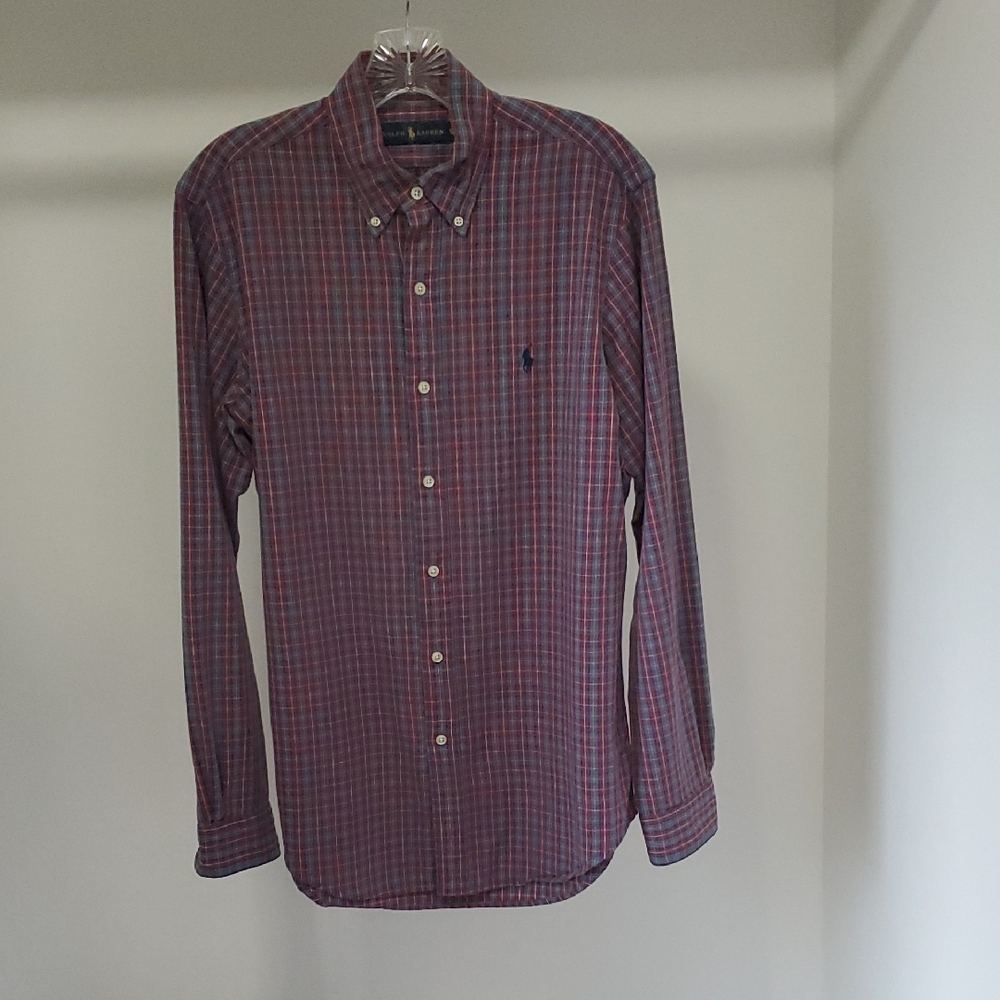 Ralph Lauren Red and Blue Casual Button Down Shirt